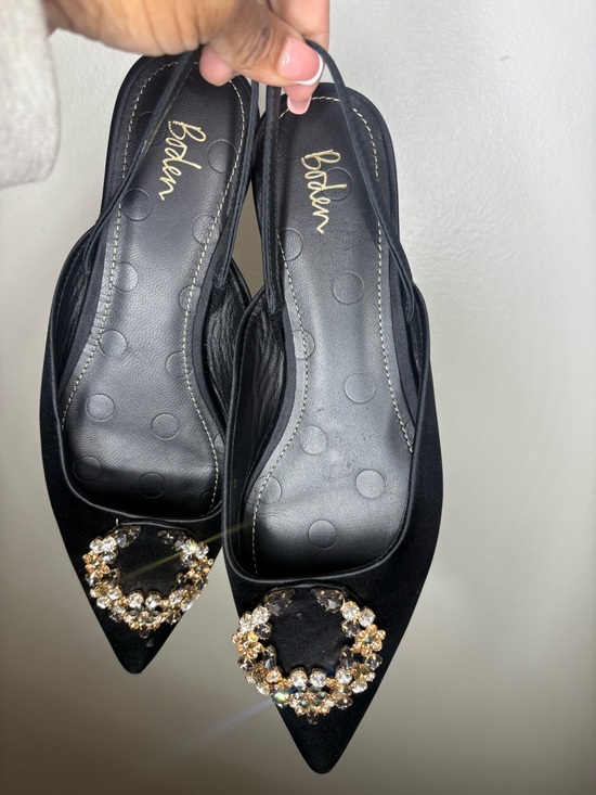 Boden Shoes - Boden Black Pointed Toe Slingback Flats with Crystal Wreath